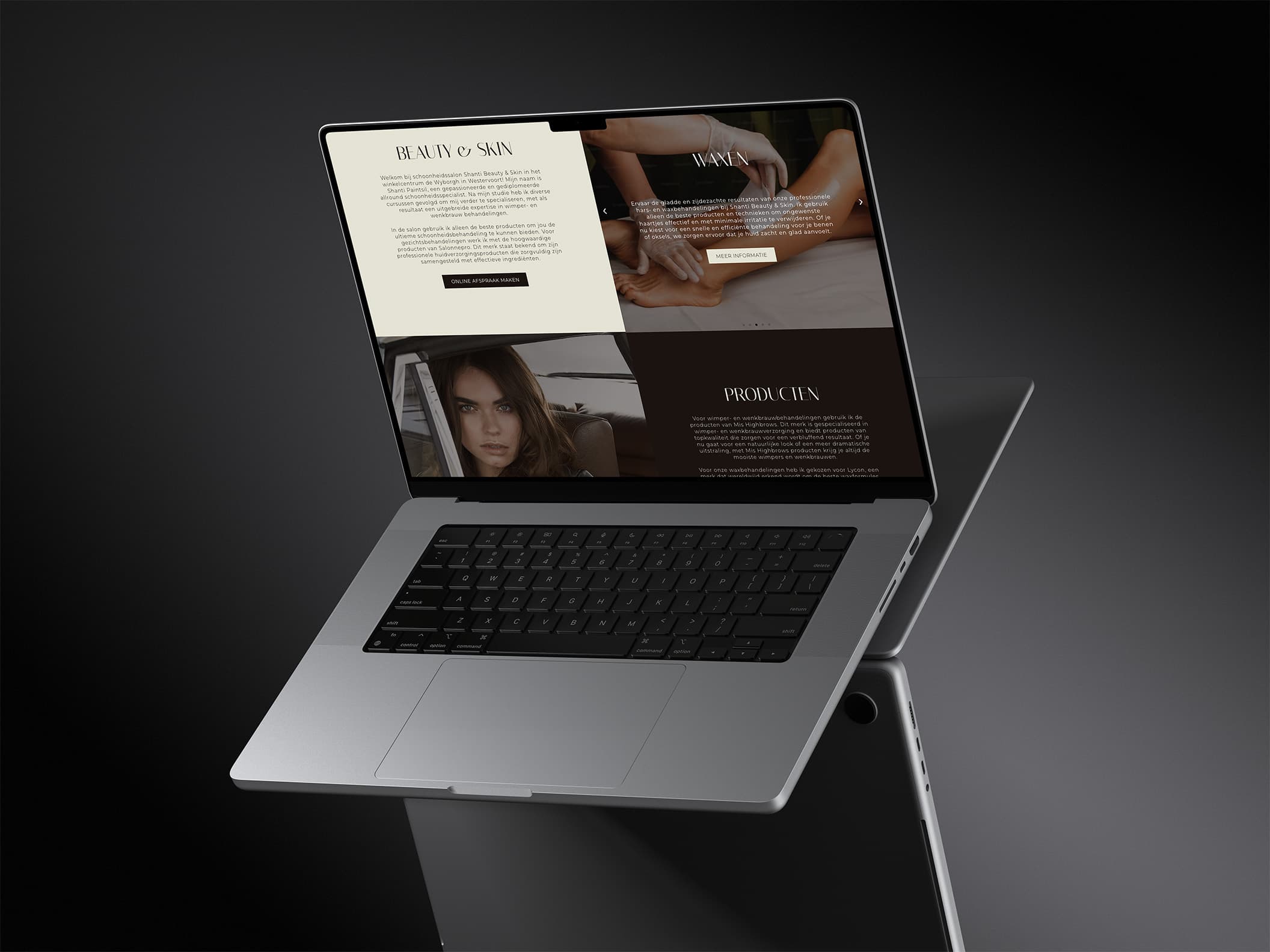 Website van Shanti Beauty & Skin, gebouwd door Fortune Agency